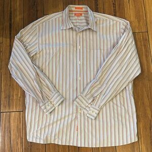 FACONNABLE Stripe Button
Down Collar Shirt Size XXL